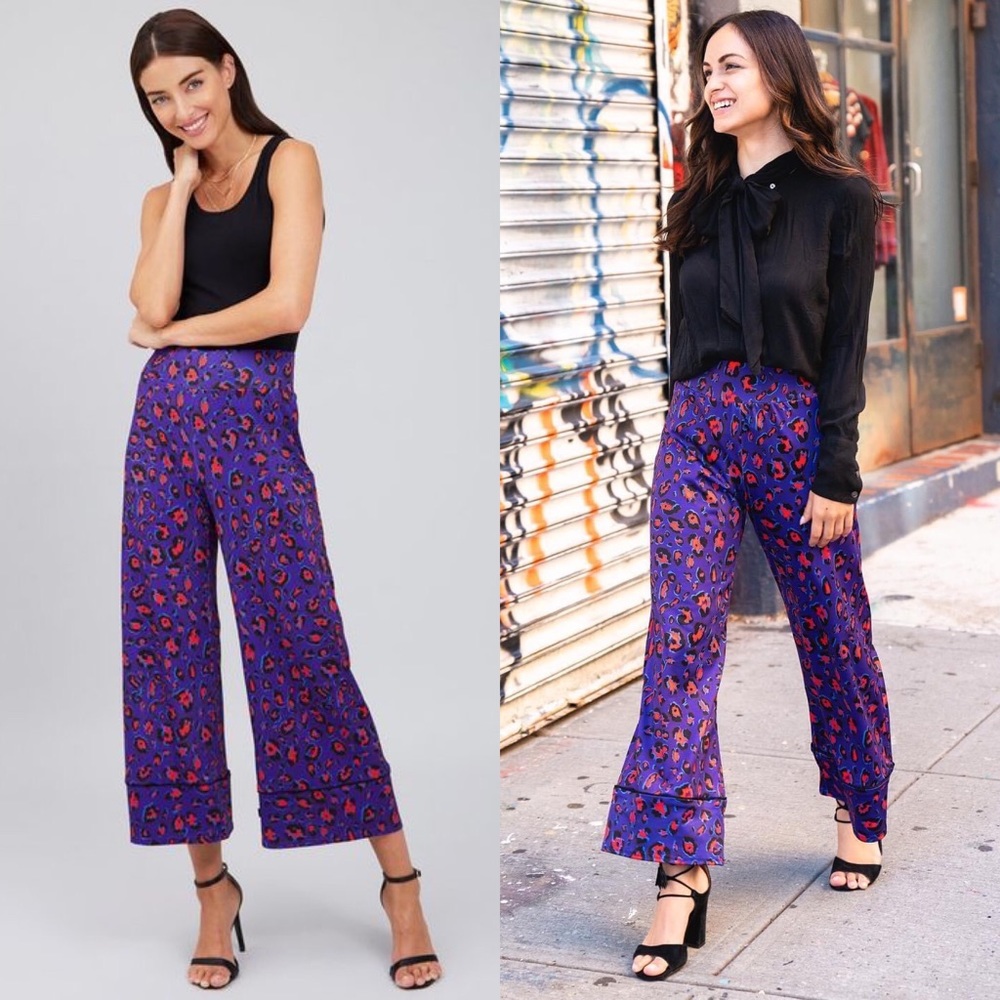 Terez Electric Cheetah Purple Wide Leg Pants NEW